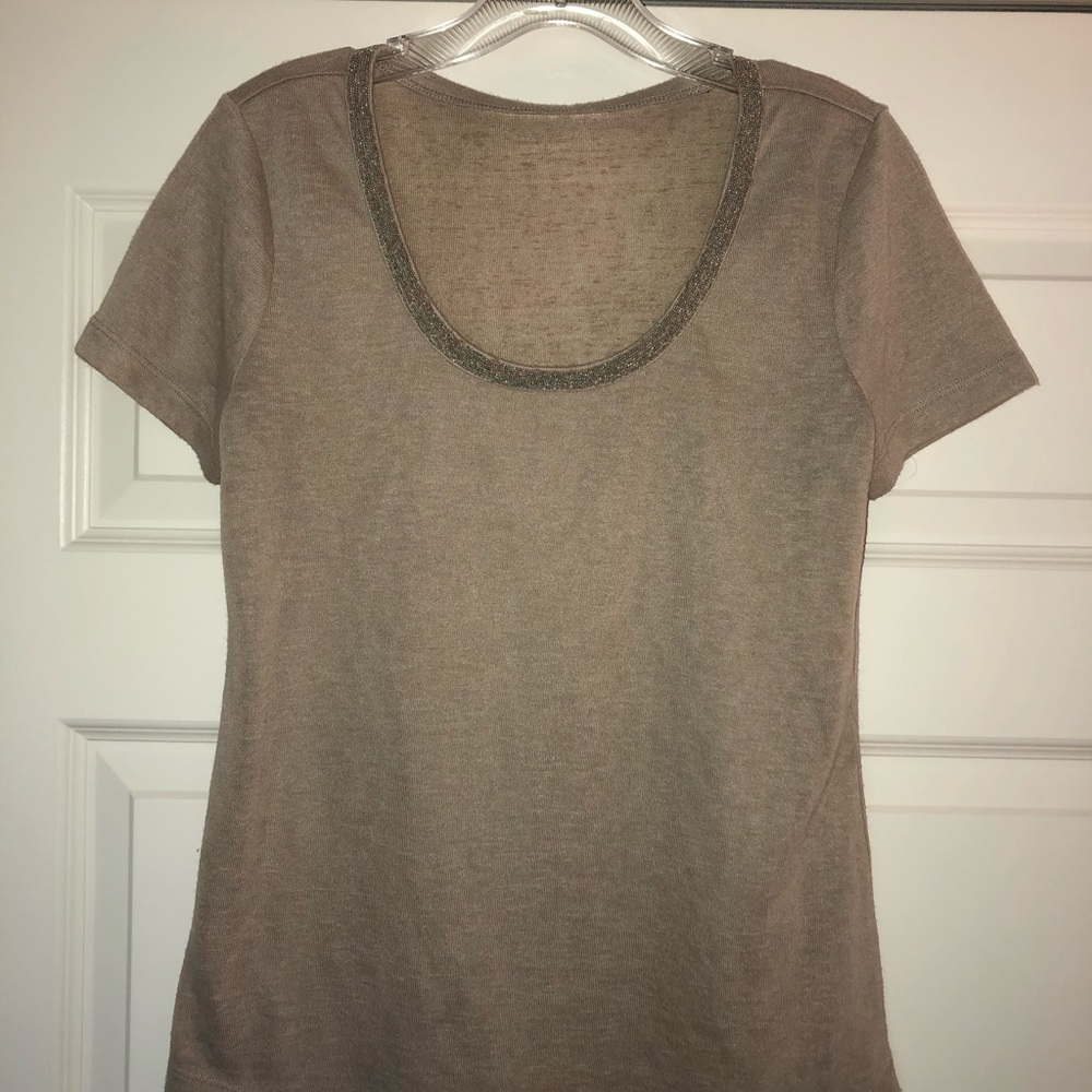 Beige Beaded Tee